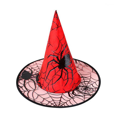 Halloween Witch Hat with Spiderweb Foil for Costumes
