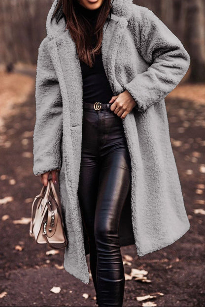 Women's Hooded Long Teddy Coat Winter Fleece Jacket