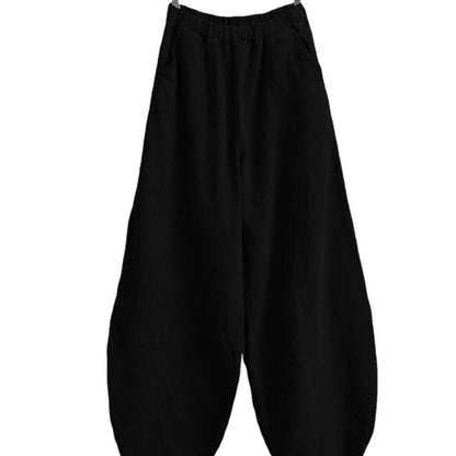 Women's Cotton Linen Harem Pants Plus Size High Waist