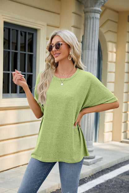 Loose Fit Crew Neck Short Sleeve Casual Basic Tee