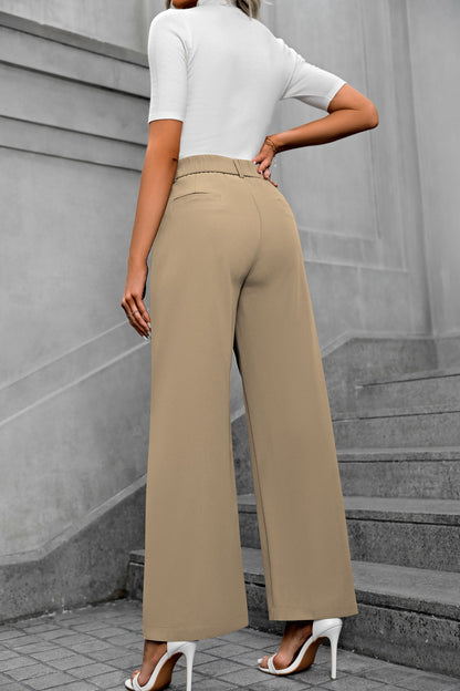 Women's High-Waist Wide-Leg Suit Pants - Elegant Office Trousers