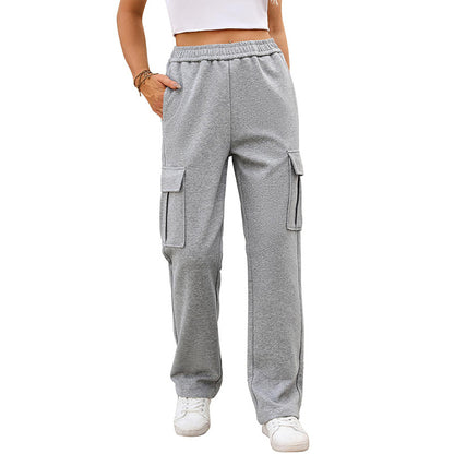 Women's High-Waisted Cargo Joggers – Loose Fit, Multi-Pocket Pants