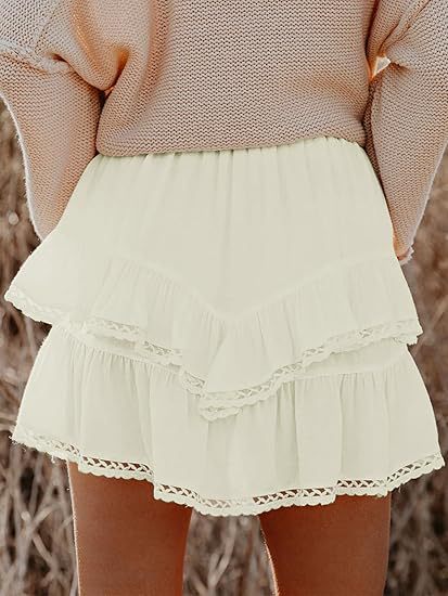 Women’s High Waist Tiered Ruffle Mini Skirt