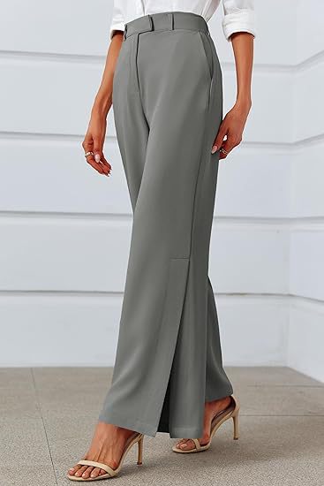 Women's High-Waisted Split Wide-Leg Pants – Elegant Business Trousers