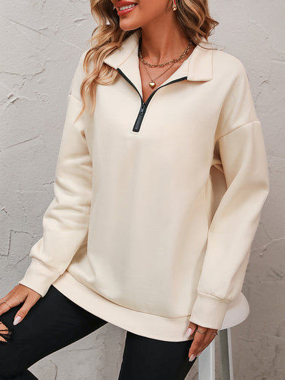 Customizable Half Zip Long Sleeve Casual Pullover Sweatshirt