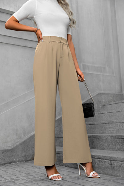 Women's High-Waist Wide-Leg Suit Pants - Elegant Office Trousers