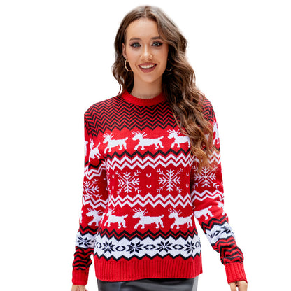 Family Matching Reindeer Christmas Sweater Knit Pullover