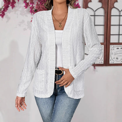 Women's Open Front Cardigan Long Sleeve with Pockets