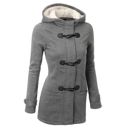 Women's Plus Size Hooded Toggle Coat Fleece Lined Jacket