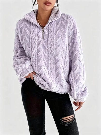Women's Textured Half Zip Sherpa Fleece Pullover