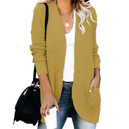 Women's Oversized Chunky Knit Open Front Cardigan Pockets