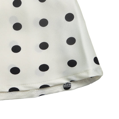 Polka Dot Satin Midi Skirt Mermaid Hem A Line
