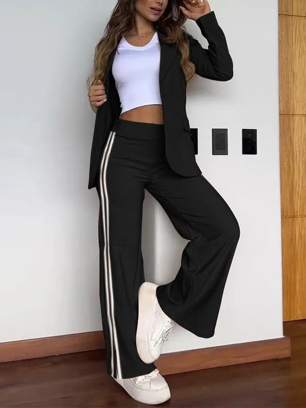Women's Casual Blazer Wide Leg Pants 2 Piece Set