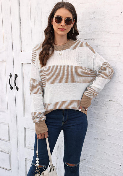 Plus Size Colorblock Striped Sweater | Cozy Fall/Winter Knit
