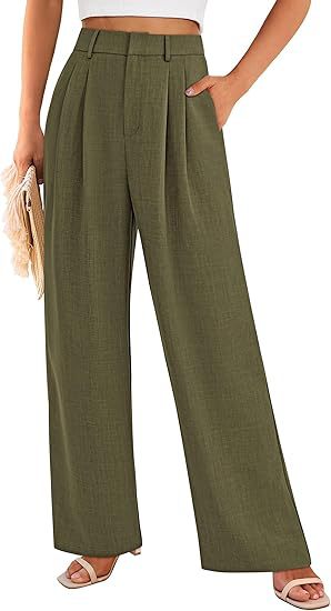 High Waist Wide Leg Trousers with Pockets