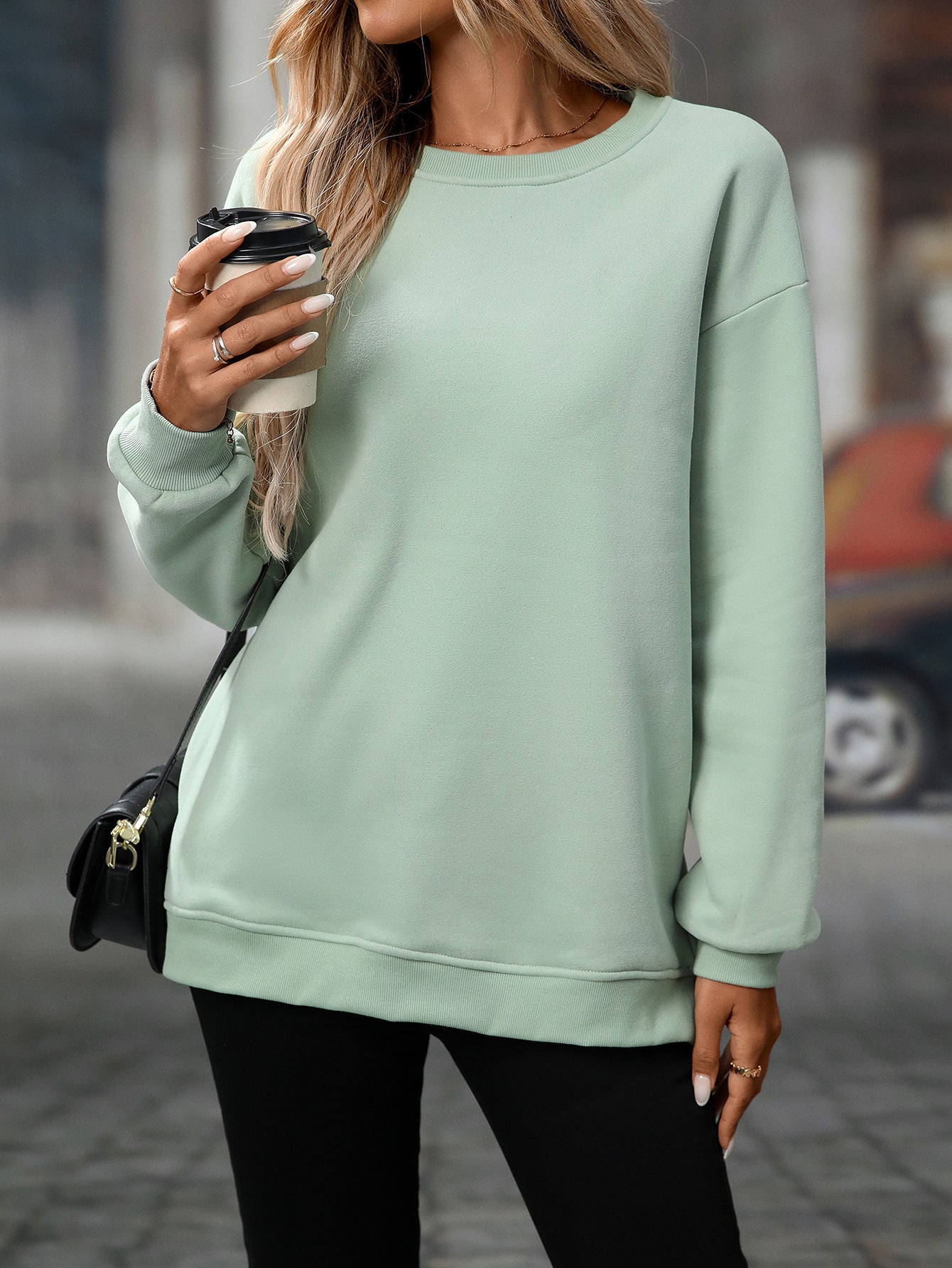 Trendy Y2K Fleece Pullover Sweatshirt – Fall/Winter Casual Top