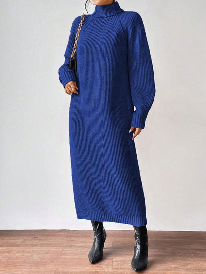 Ribbed Turtleneck Maxi Sweater Dress