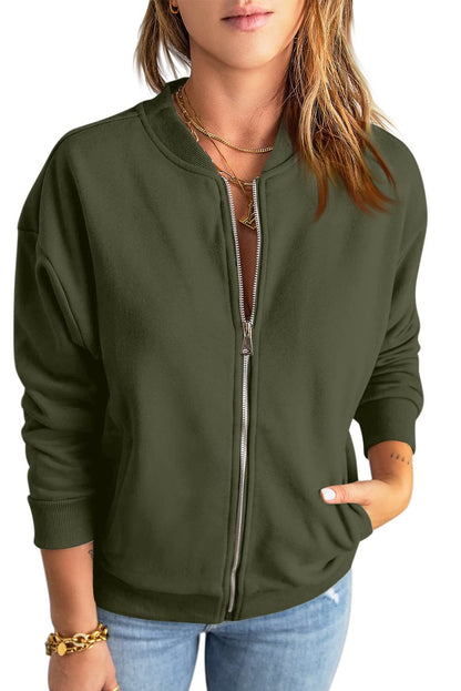 Women's Oversized Zip Up Bomber Jacket Casual