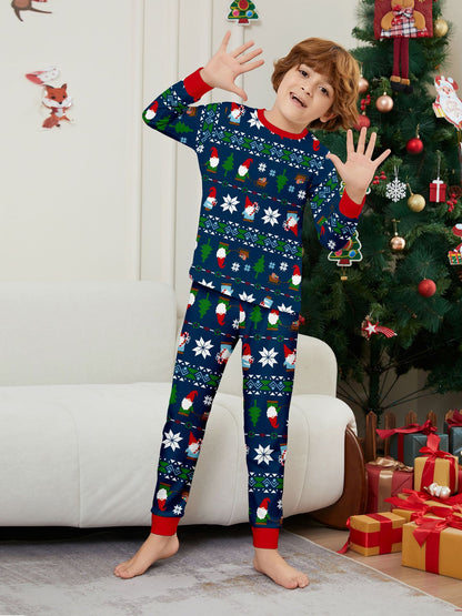 Santa Snowflake Striped Christmas Parent-Child Dress Christmas Pajamas