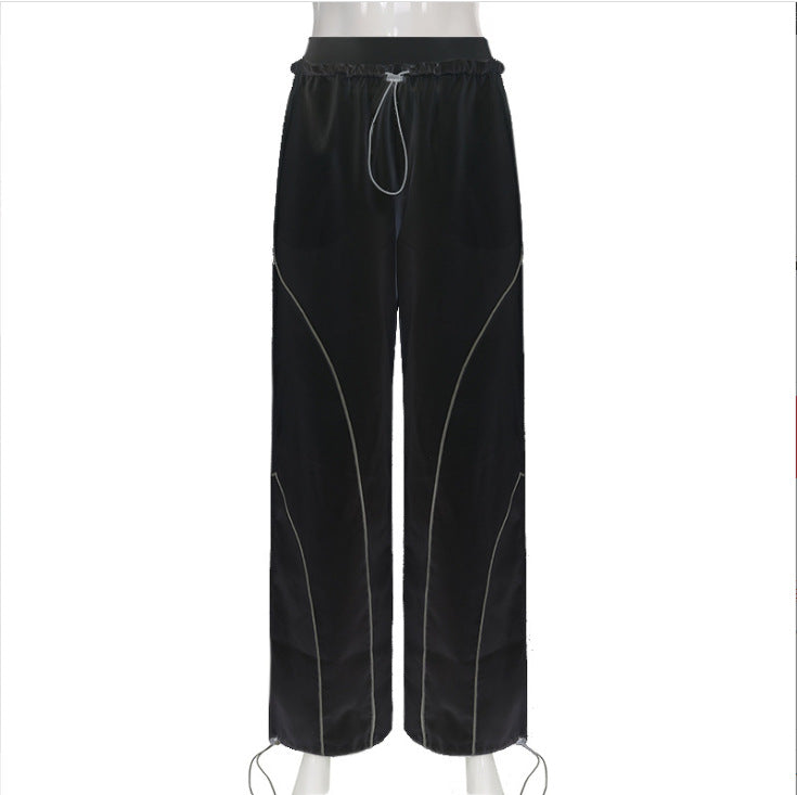 Women's High Waisted Parachute Pants Drawstring Wide Leg