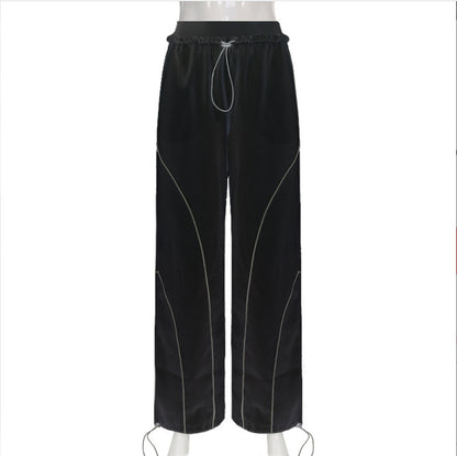 Women's High Waisted Parachute Pants Drawstring Wide Leg
