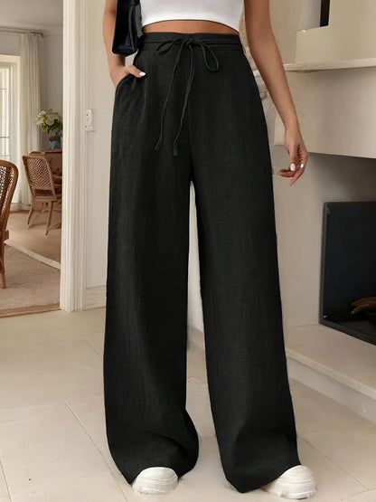 Women's Flowy High Waisted Wide Leg Casual Summer Pants