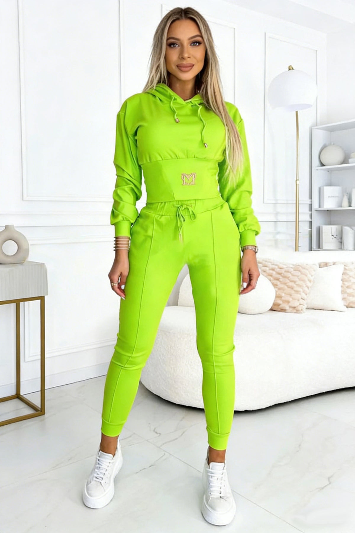 Women's Cinch Waist Hoodie Jogger Two Piece Set