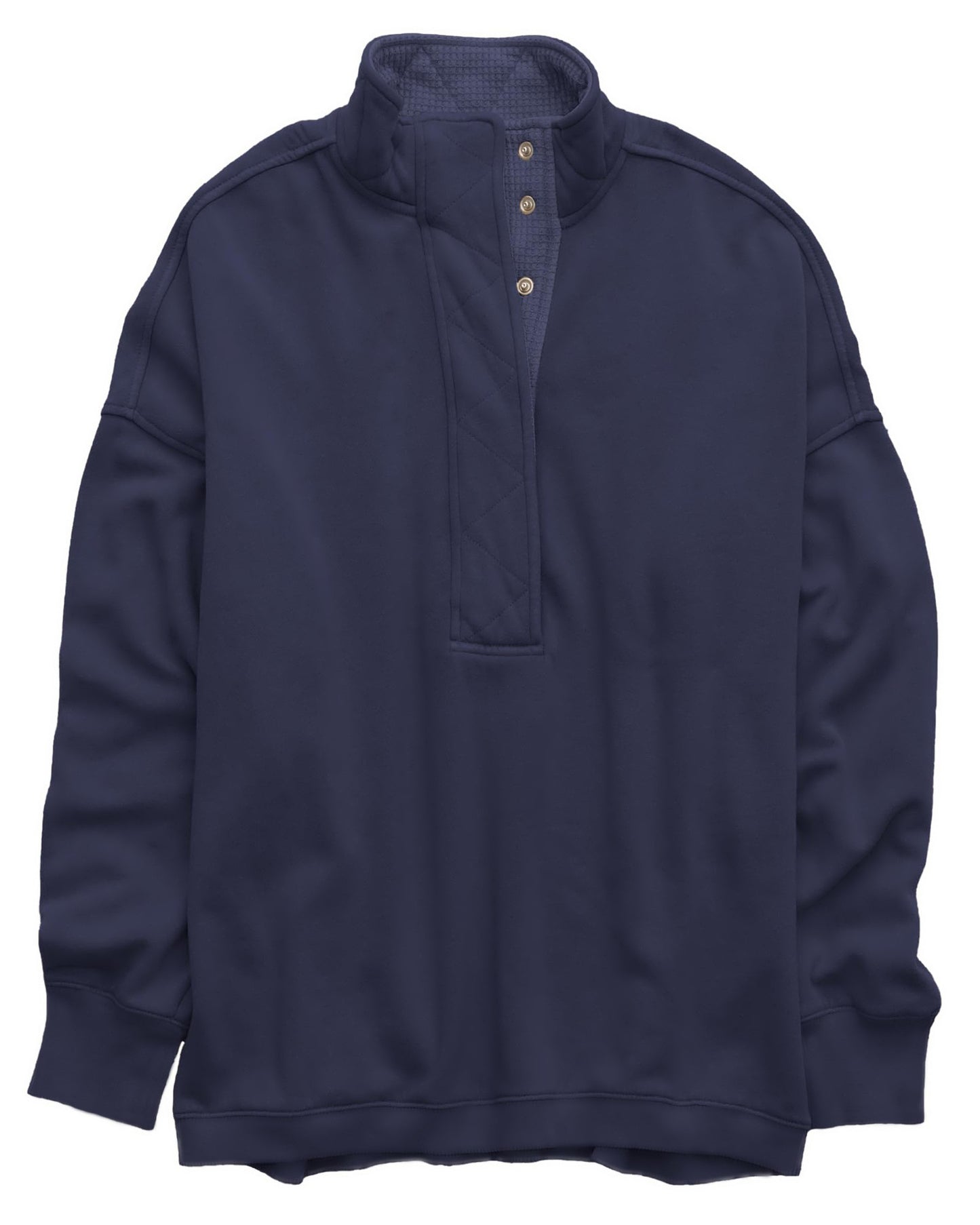 Half Snap Pullover Sweatshirt Oversized Long Sleeve
