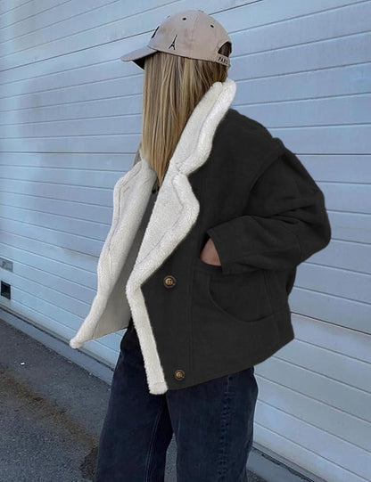 Women's Oversized Sherpa Lined Suede Jacket Winter Coat