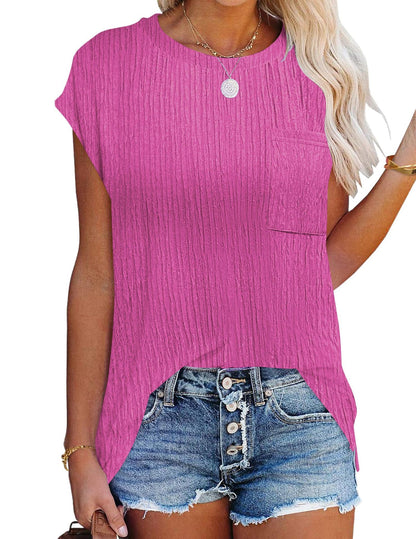 Casual Crew Neck T-Shirt with Pocket