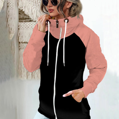 Women's Colorblock Fleece Zip Hoodie Oversized Plus Size