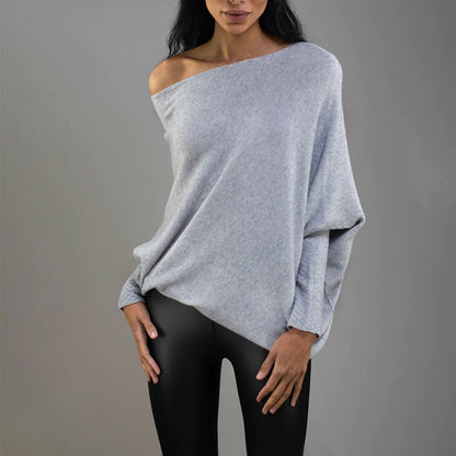 Oversized Off Shoulder Draped Knit Sweater
