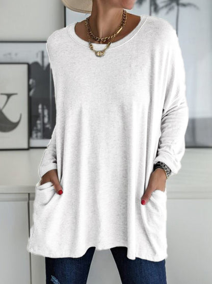 Women's Oversized Long Sleeve Pocket Tunic Top