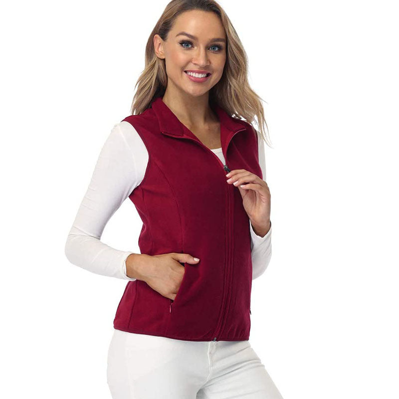 Women's Fleece Vest Zip Up Lightweight with Pockets