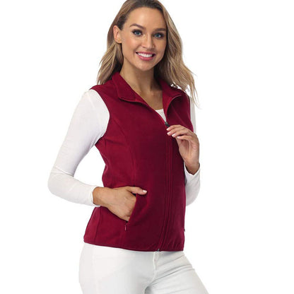 Women's Fleece Vest Zip Up Lightweight with Pockets