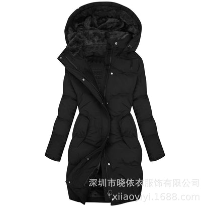 Women's Long Hooded Fur Trim Puffer Coat