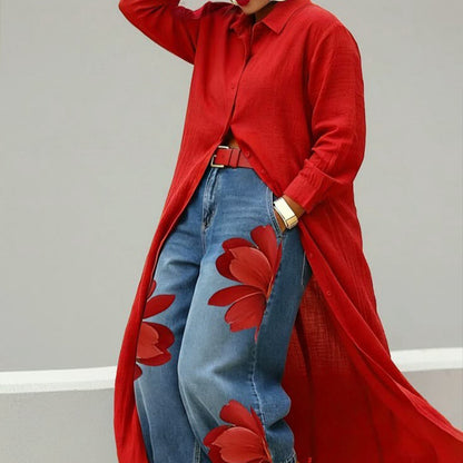 Women's Oversized Maxi Shirt Dress Button Down Long Sleeve