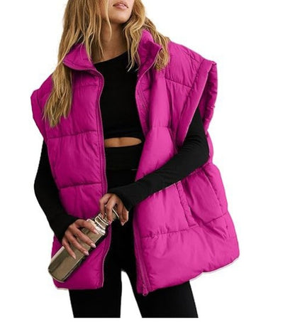 Women's Oversized Longline Puffer Vest Zip Up Pockets