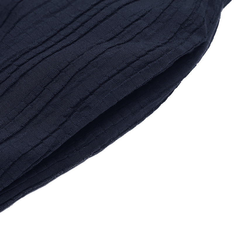 Navy Strapless Ruffle Top & Wide Leg Pants Two Piece Set