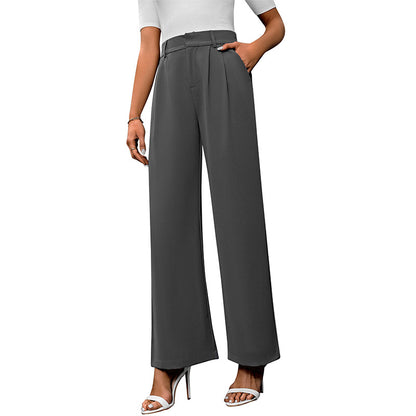 Women's High-Waist Wide-Leg Suit Pants - Elegant Office Trousers
