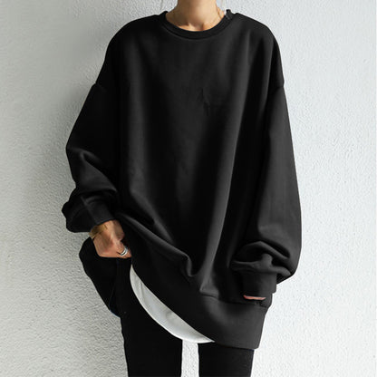 Oversized Crewneck Sweatshirt Women Solid Casual Loose Fit