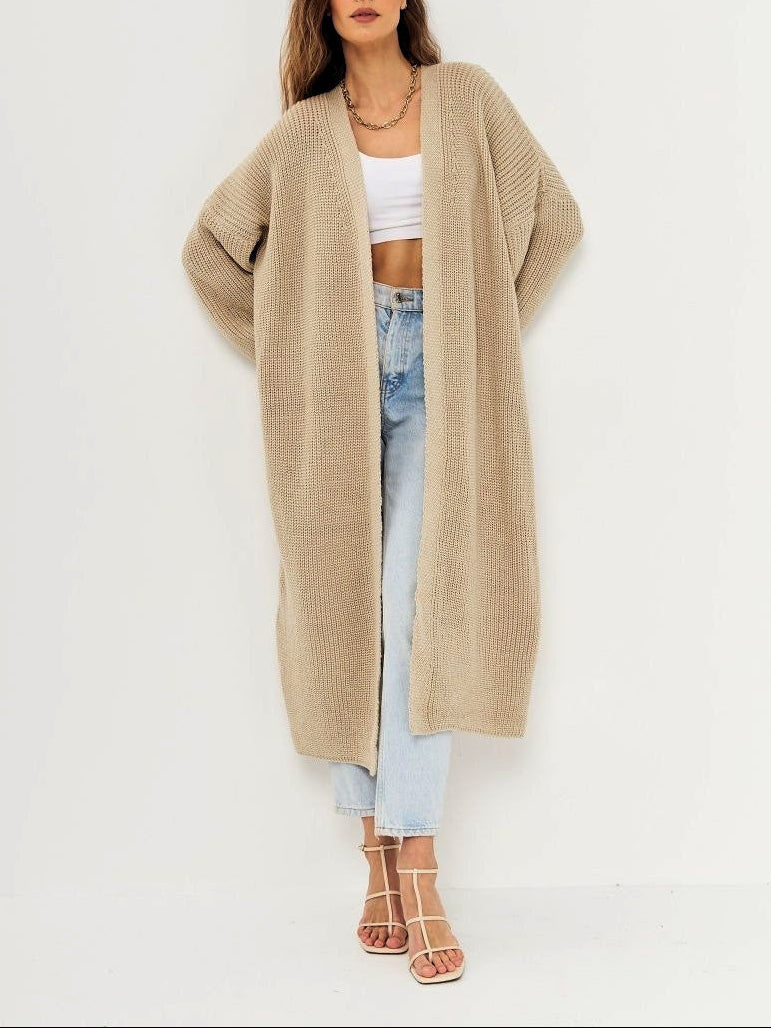 Womens Oversized Long Cardigan Open Front Knit Duster