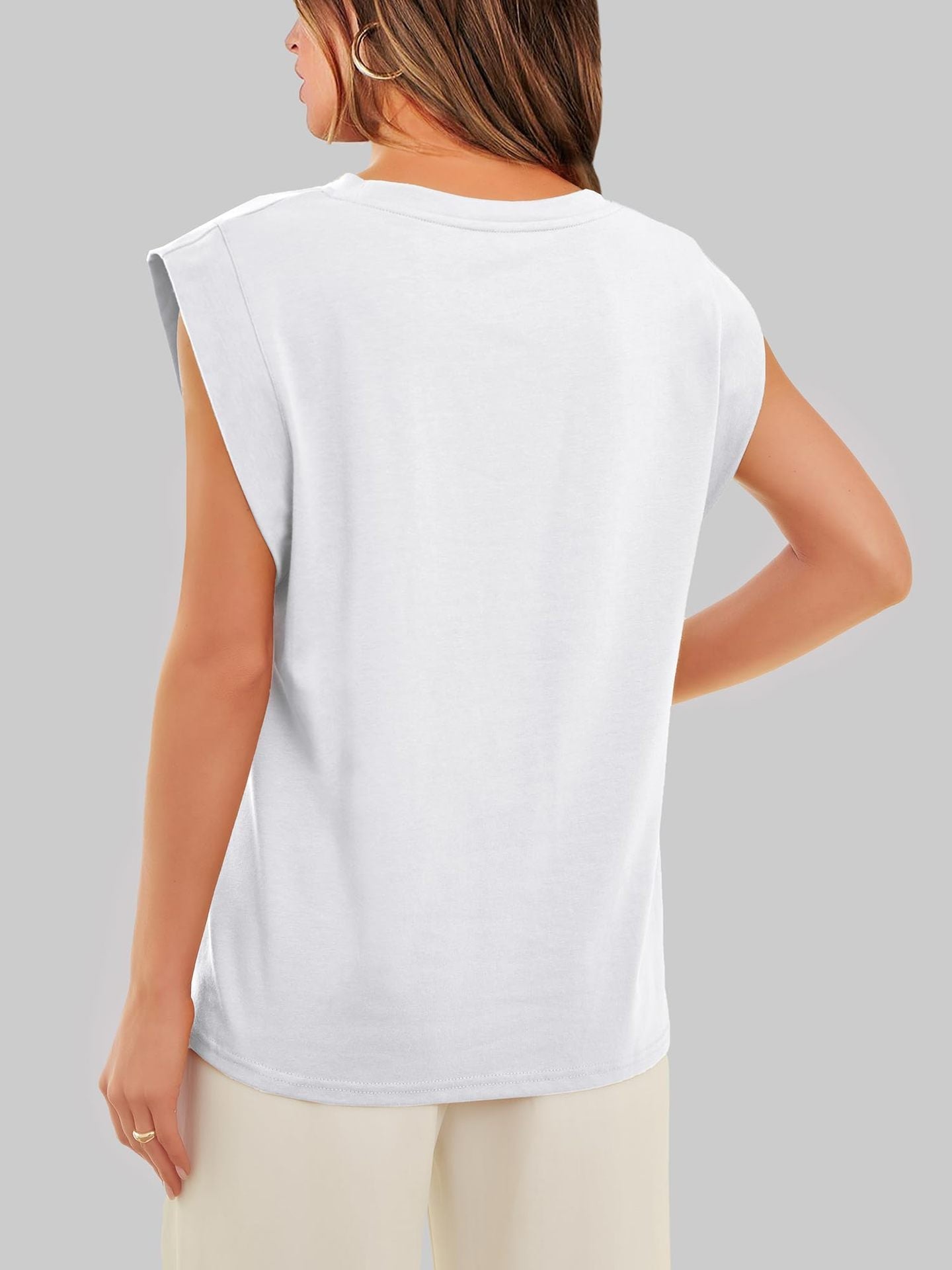 Casual Sleeveless Crew Neck Loose Tank Top
