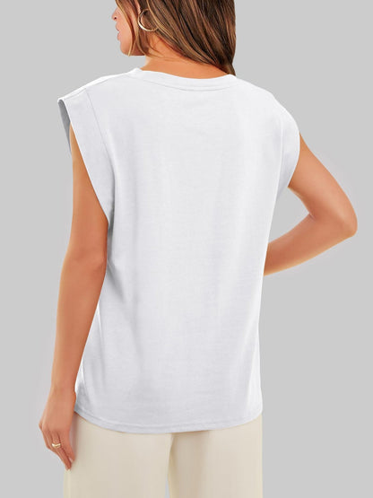 Casual Sleeveless Crew Neck Loose Tank Top