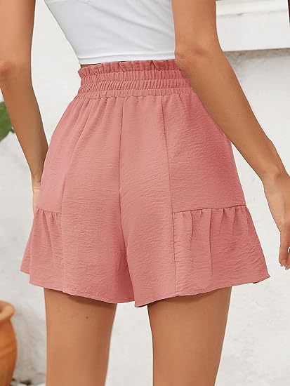 Women's High-Waisted Ruffle Shorts – Tie Waist Summer Beachwear