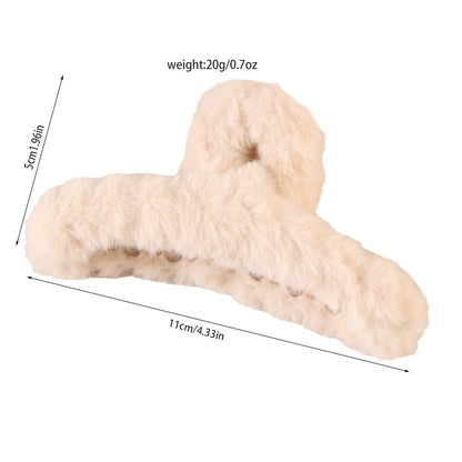 Fuzzy Large Hair Claw Clip for Thick Hair Winter Accessory