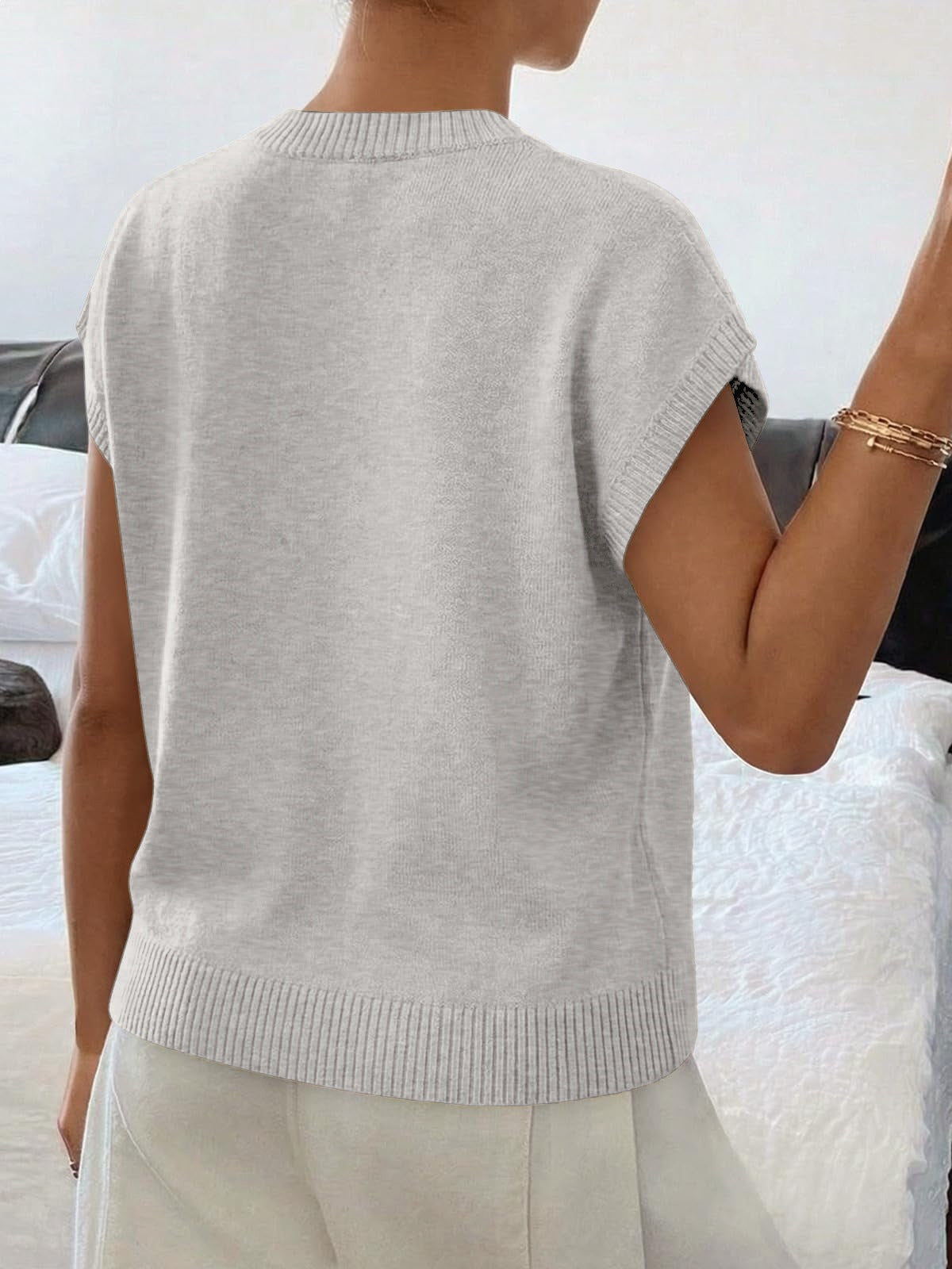 Floral Knit Sweater Short Sleeve Textured Summer Top