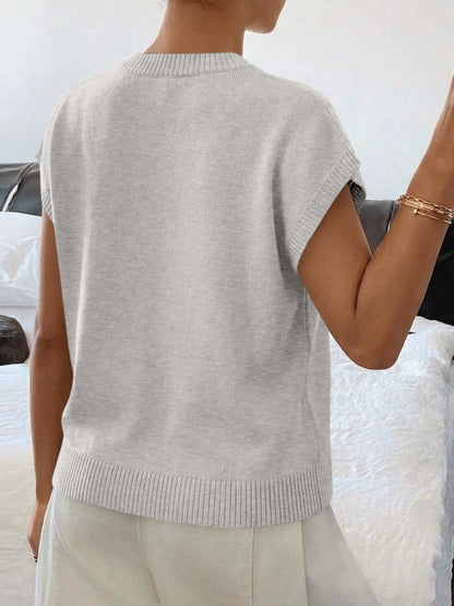 Floral Knit Sweater Short Sleeve Textured Summer Top