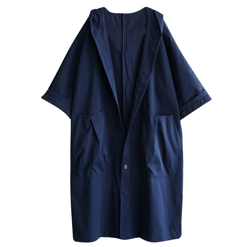 Women's Oversized Hooded Long Trench Coat Pockets