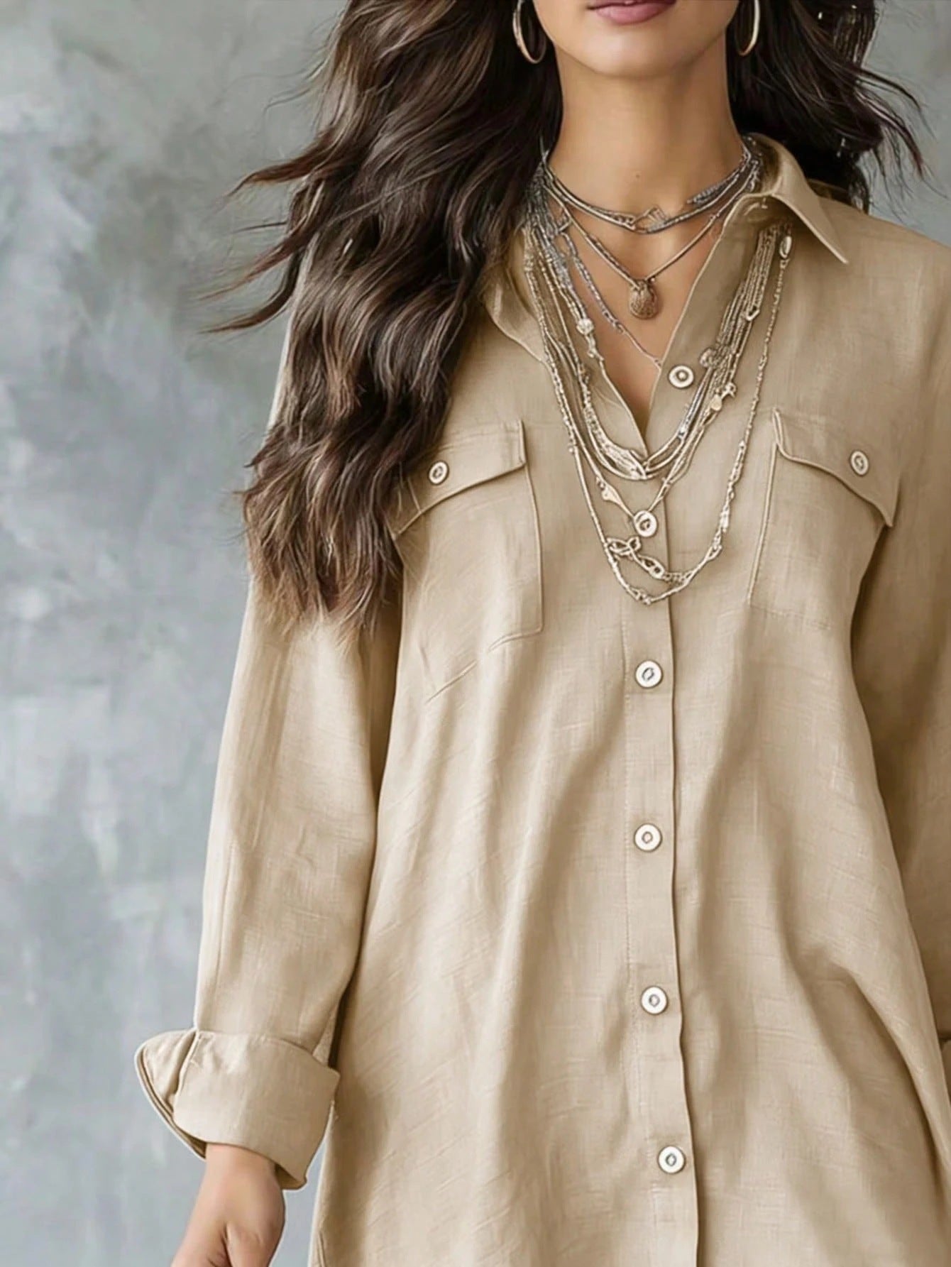 Oversized Long Sleeve Button Down Shirt Dress Mini